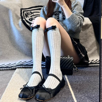 Cream bow stockings
