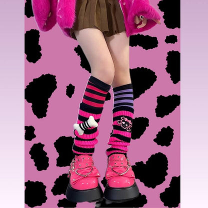 Cute bone skeleton leg warmers