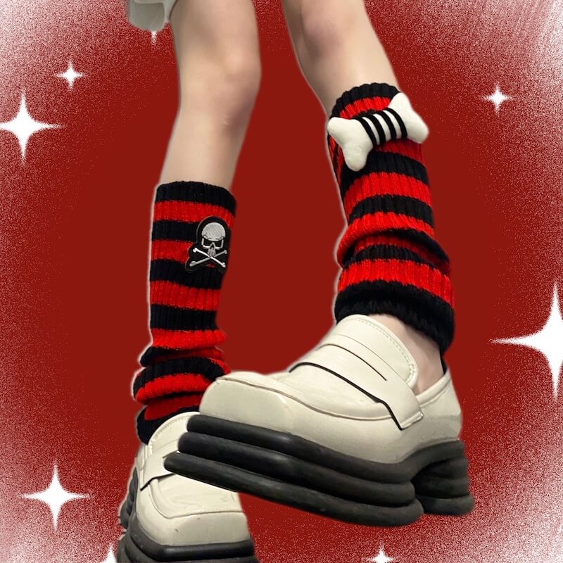 Cute bone skeleton leg warmers