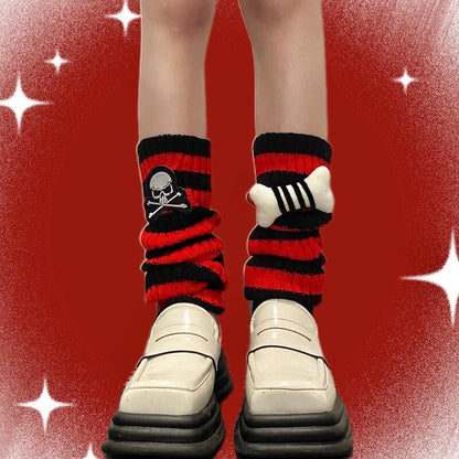 Cute bone skeleton leg warmers