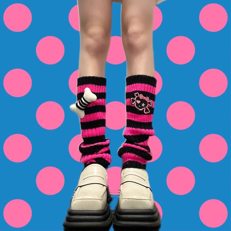 Cute bone skeleton leg warmers