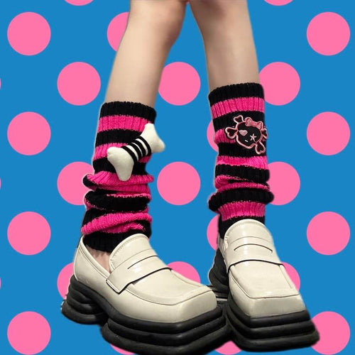 Cute bone skeleton leg warmers
