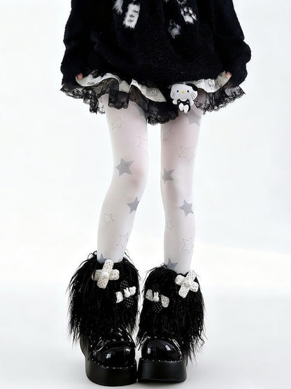 Cute bunny clips furry leg warmers