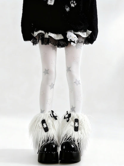 Cute bunny clips furry leg warmers