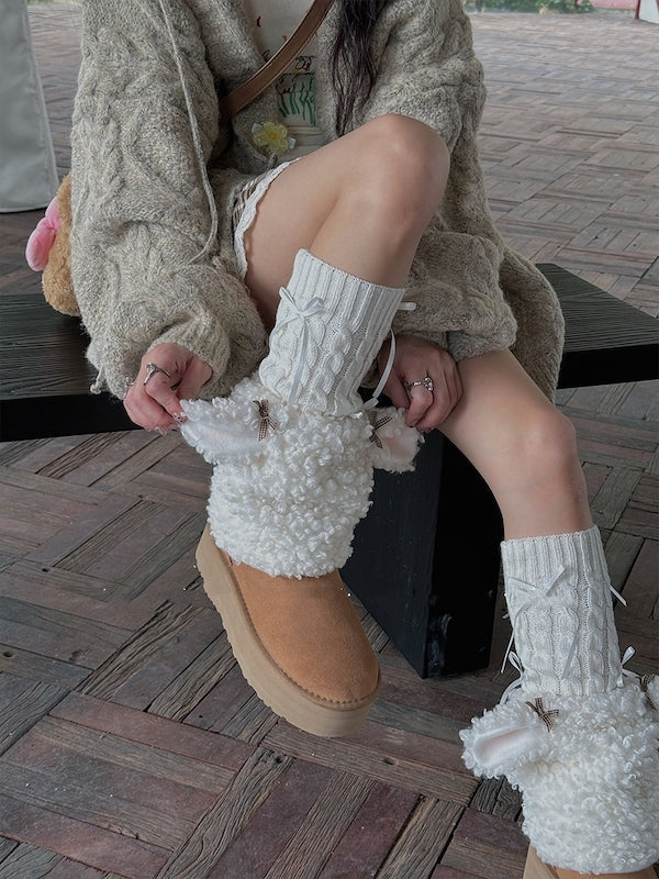 Cute lamb fluffy leg warmers