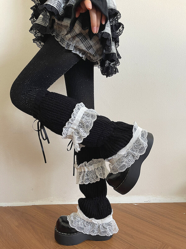 Dark Lolita Lace Knit Leg Warmers