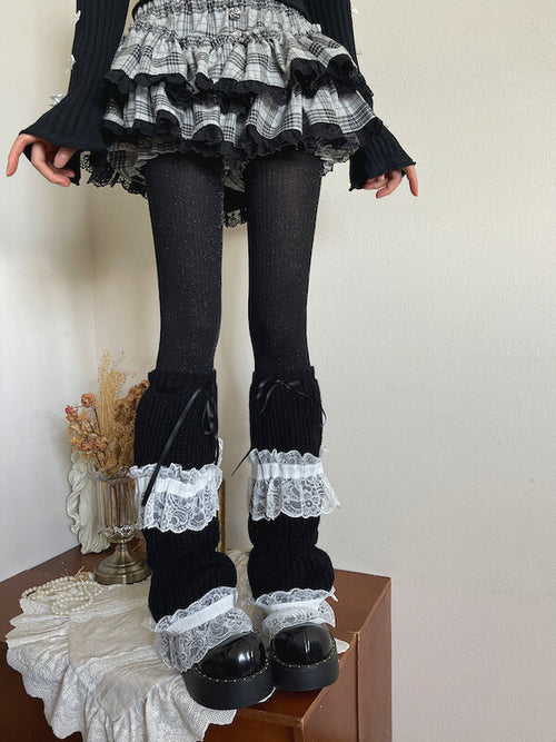 Dark Lolita Lace Knit Leg Warmers