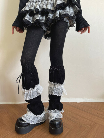 Dark Lolita Lace Knit Leg Warmers