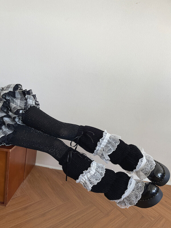 Dark Lolita Lace Knit Leg Warmers