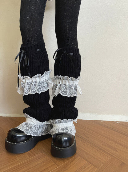 Dark Lolita Lace Knit Leg Warmers