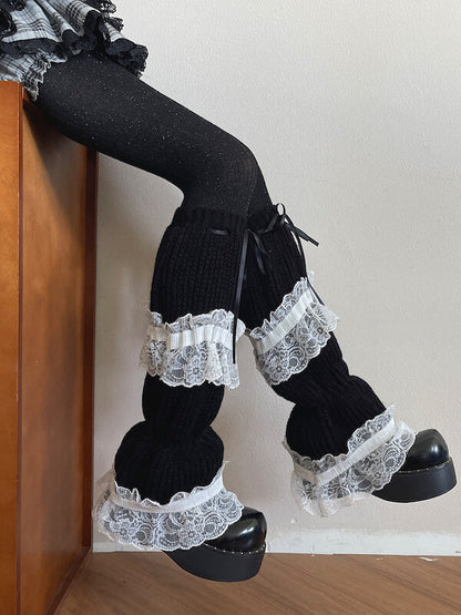 Dark Lolita Lace Knit Leg Warmers