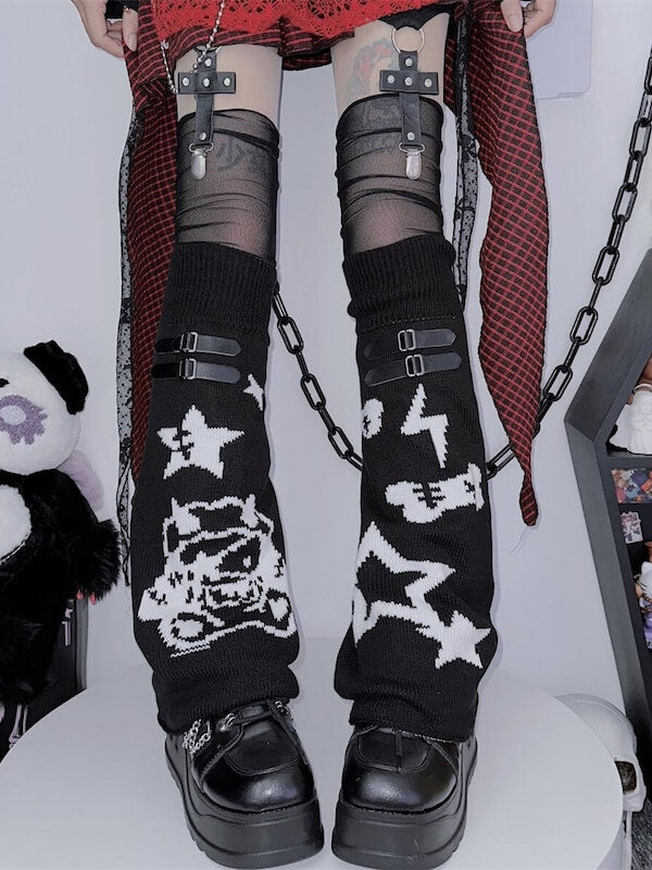 Devil star buckle leg warmers