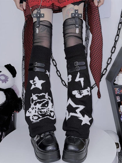 Devil star buckle leg warmers