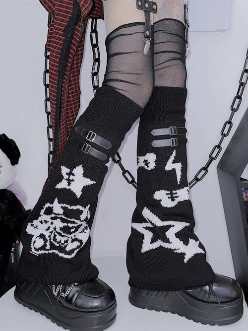 Devil star buckle leg warmers