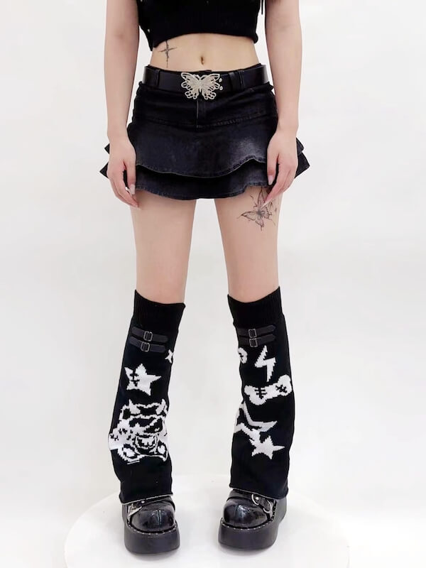 Devil star buckle leg warmers