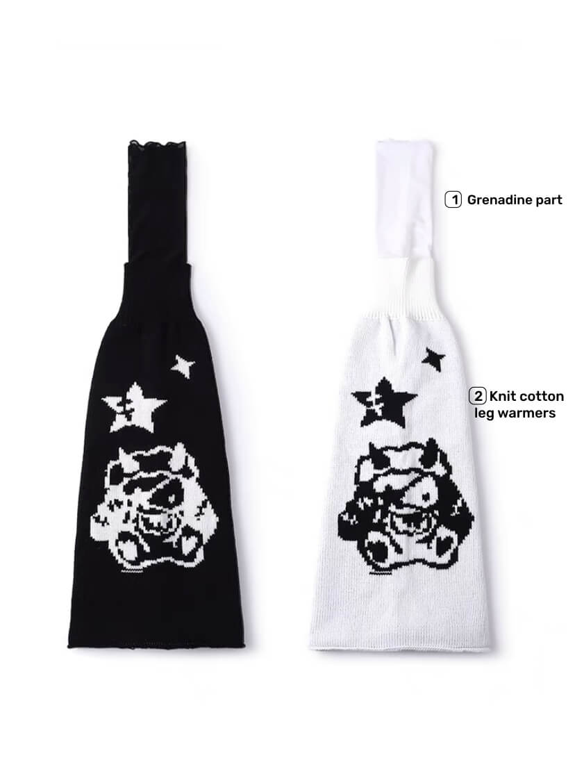 Y2k devil star mesh patchwork leg warmers