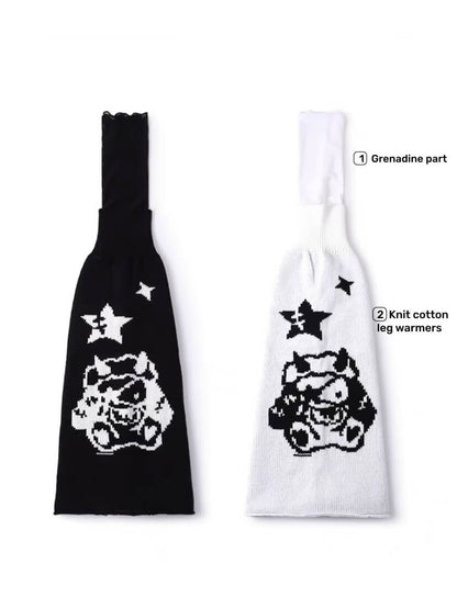 Y2k devil star mesh patchwork leg warmers