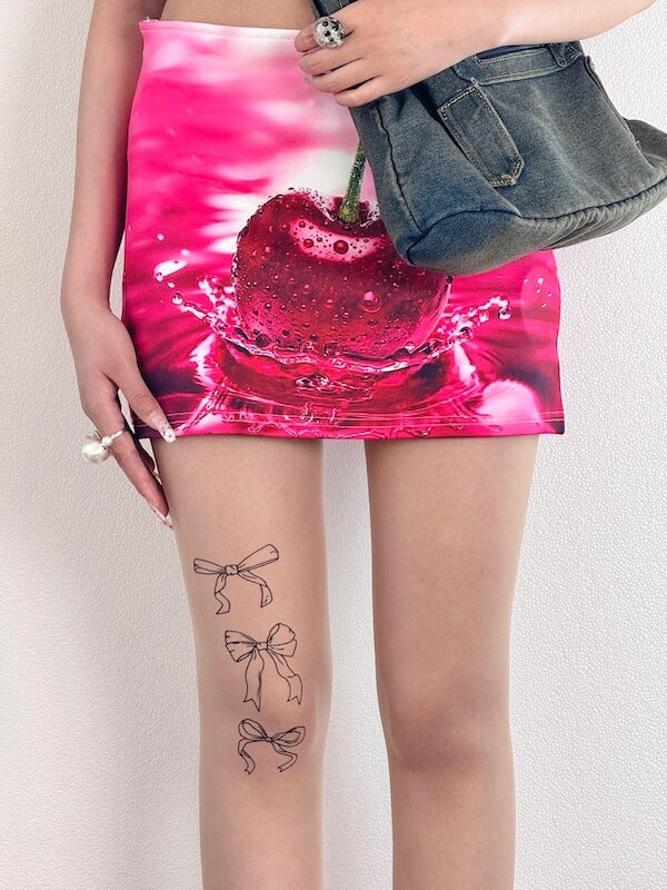 Doll bow tattoo tights