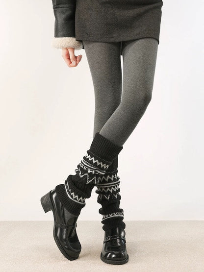 Fair Isle wavy grain warm leg warmers