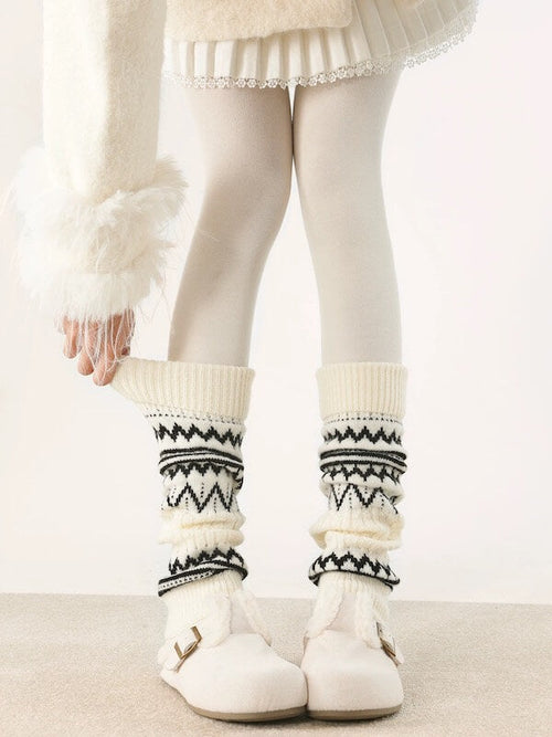 Fair Isle wavy grain warm leg warmers