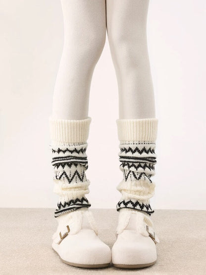 Fair Isle wavy grain warm leg warmers