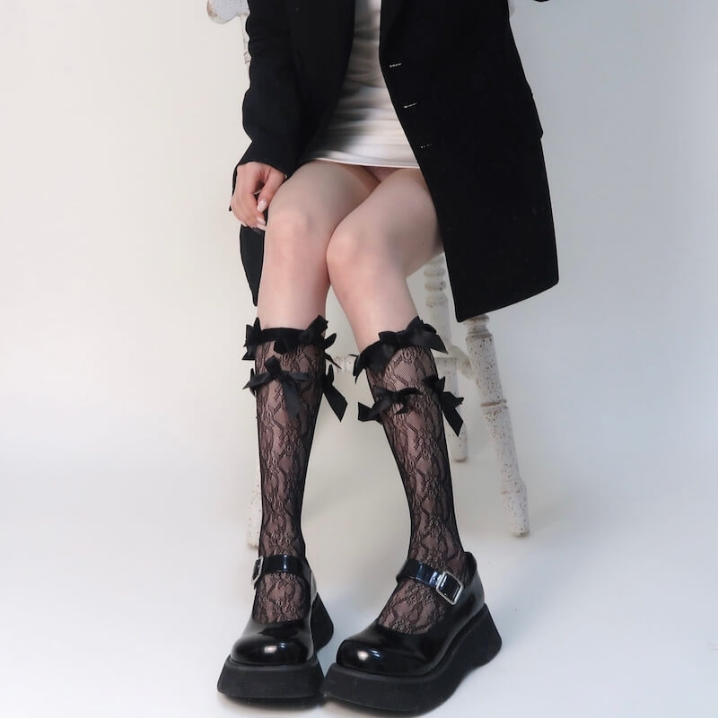 Fairy bows lolita lace stockings