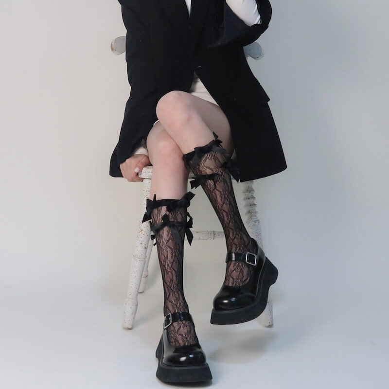 Fairy bows lolita lace stockings