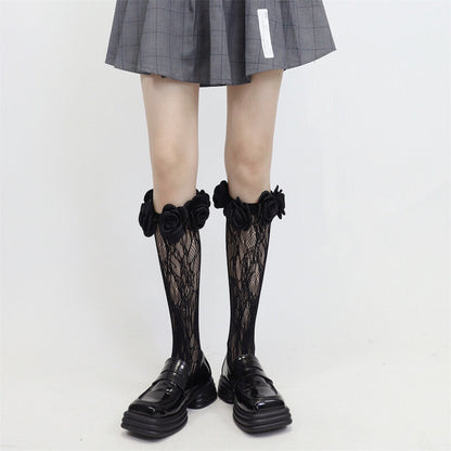Fairy core camellia lace stockings