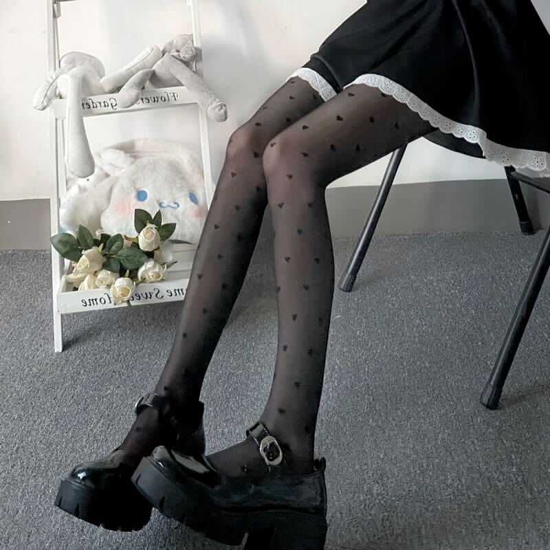 Fairy core cream hearts tights