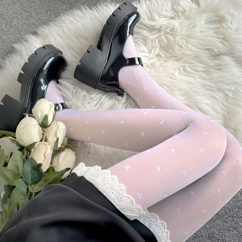 Fairy core cream hearts tights