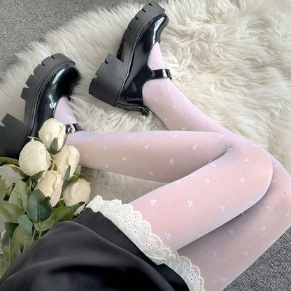 Fairy core cream hearts tights