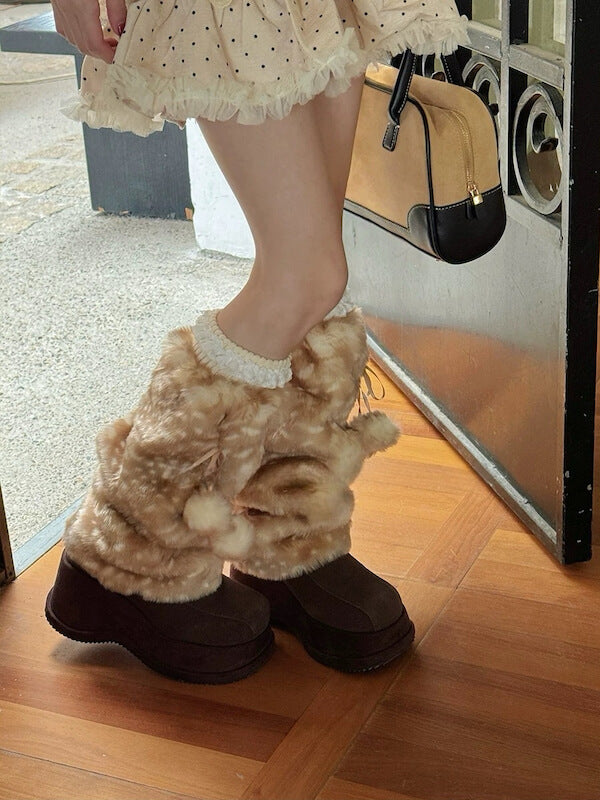 Fawn girl furry leg warmers