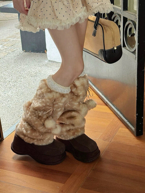 Fawn girl furry leg warmers