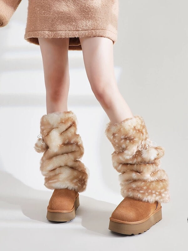 Fawn girl furry leg warmers