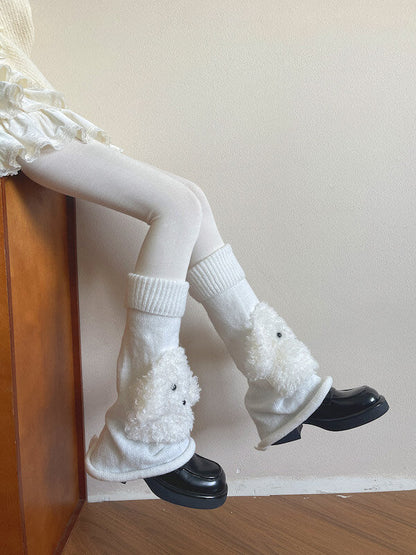 Flared Fuzzy Dog Ear Leg Warmers