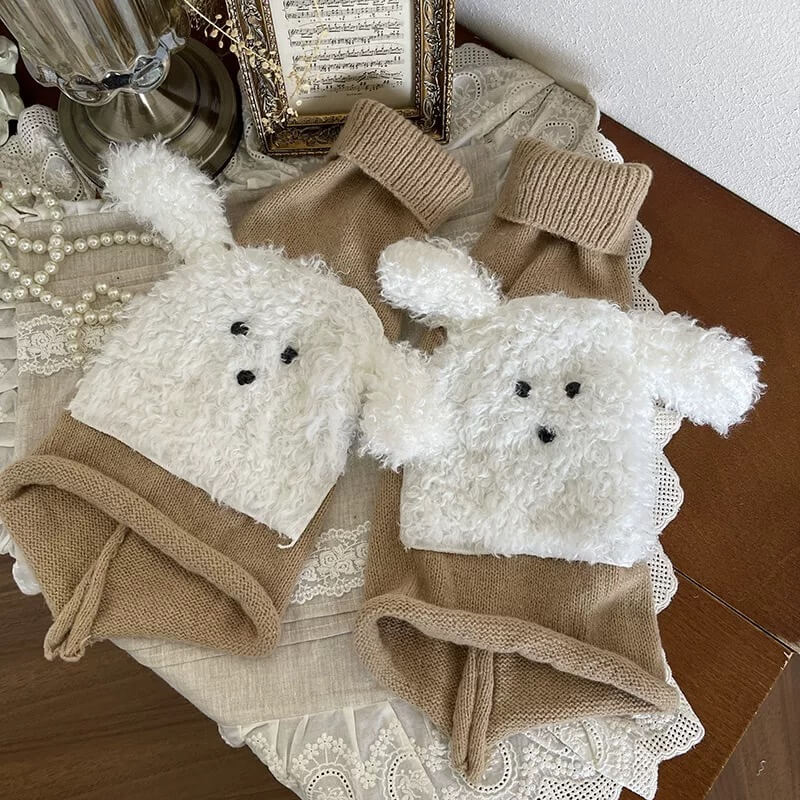 Flared Fuzzy Dog Ear Leg Warmers