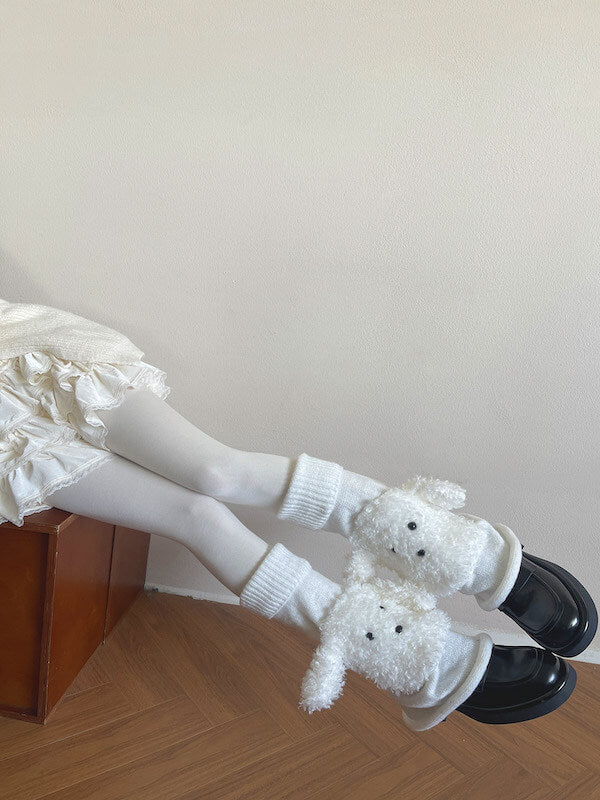 Flared Fuzzy Dog Ear Leg Warmers