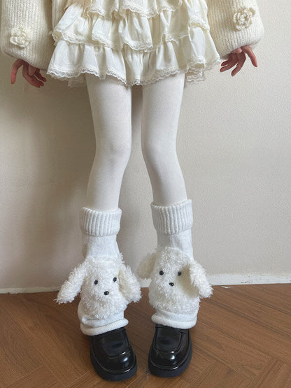 Flared Fuzzy Dog Ear Leg Warmers
