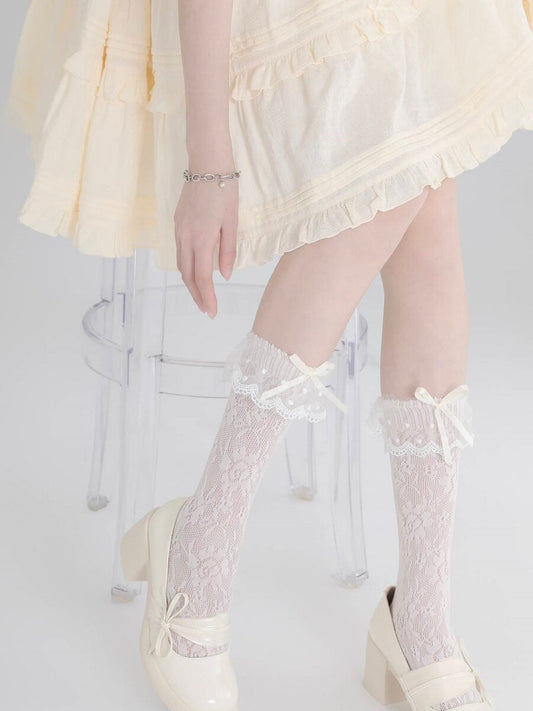 Floral lace lolita socks