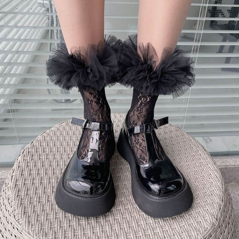 Fluffy bubble rose lace stockings
