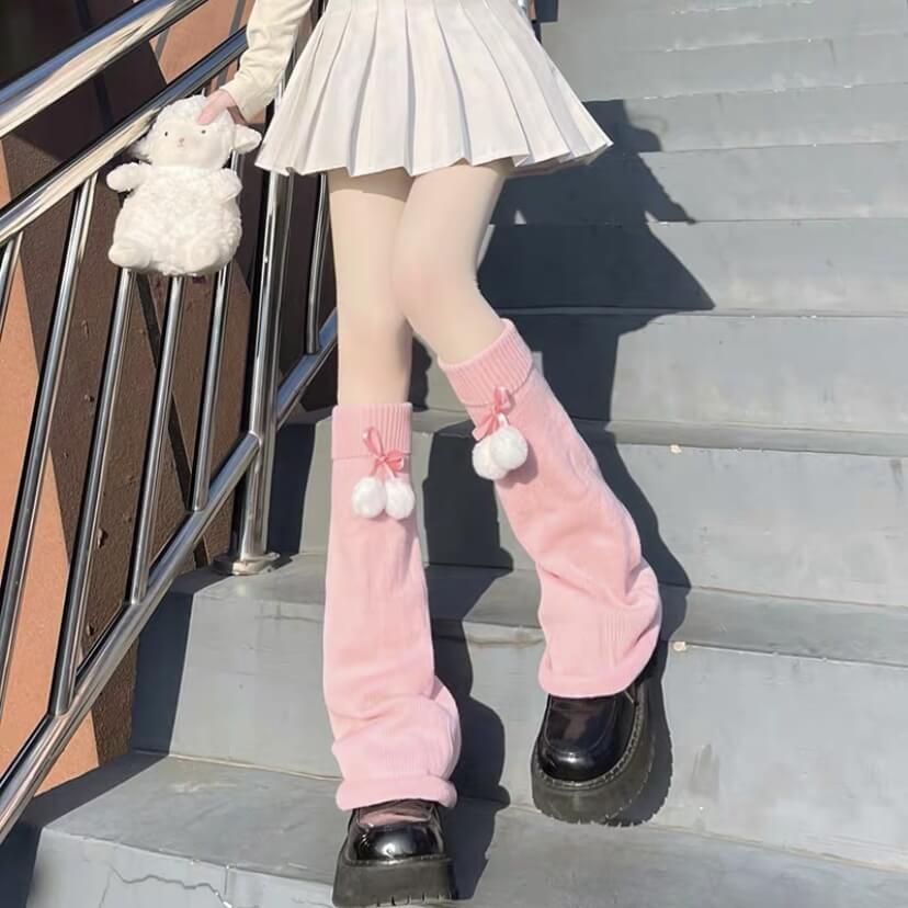 Pink with Pink ribbon pompons