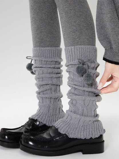 Fluffy pompon leg warmers
