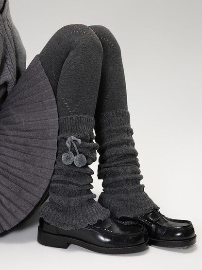 Fluffy pompon leg warmers