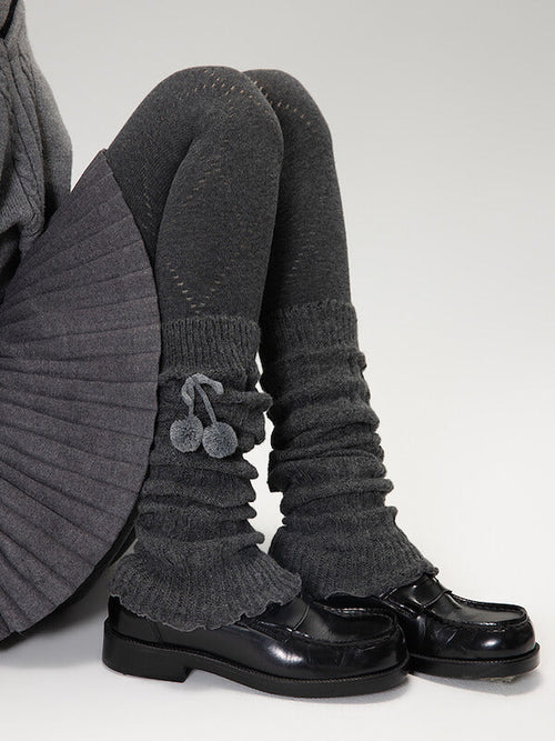 Fluffy pompon leg warmers