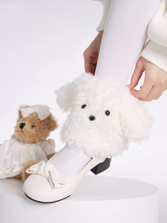 Fluffy puppy leg warmers