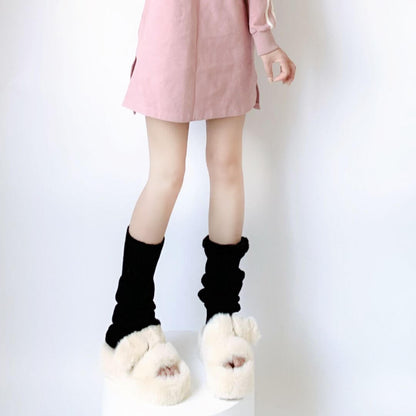 Furry pink leg warmers