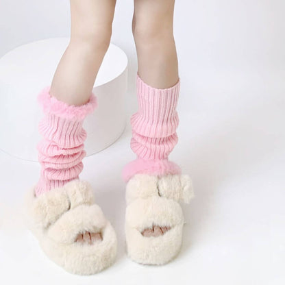 Furry pink leg warmers