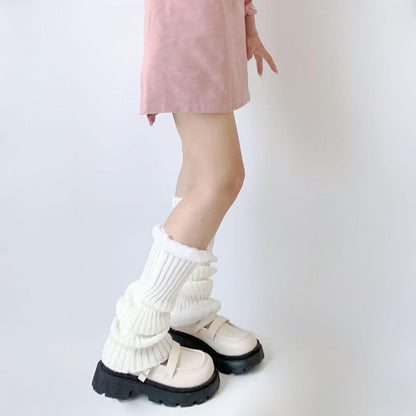 Furry pink leg warmers