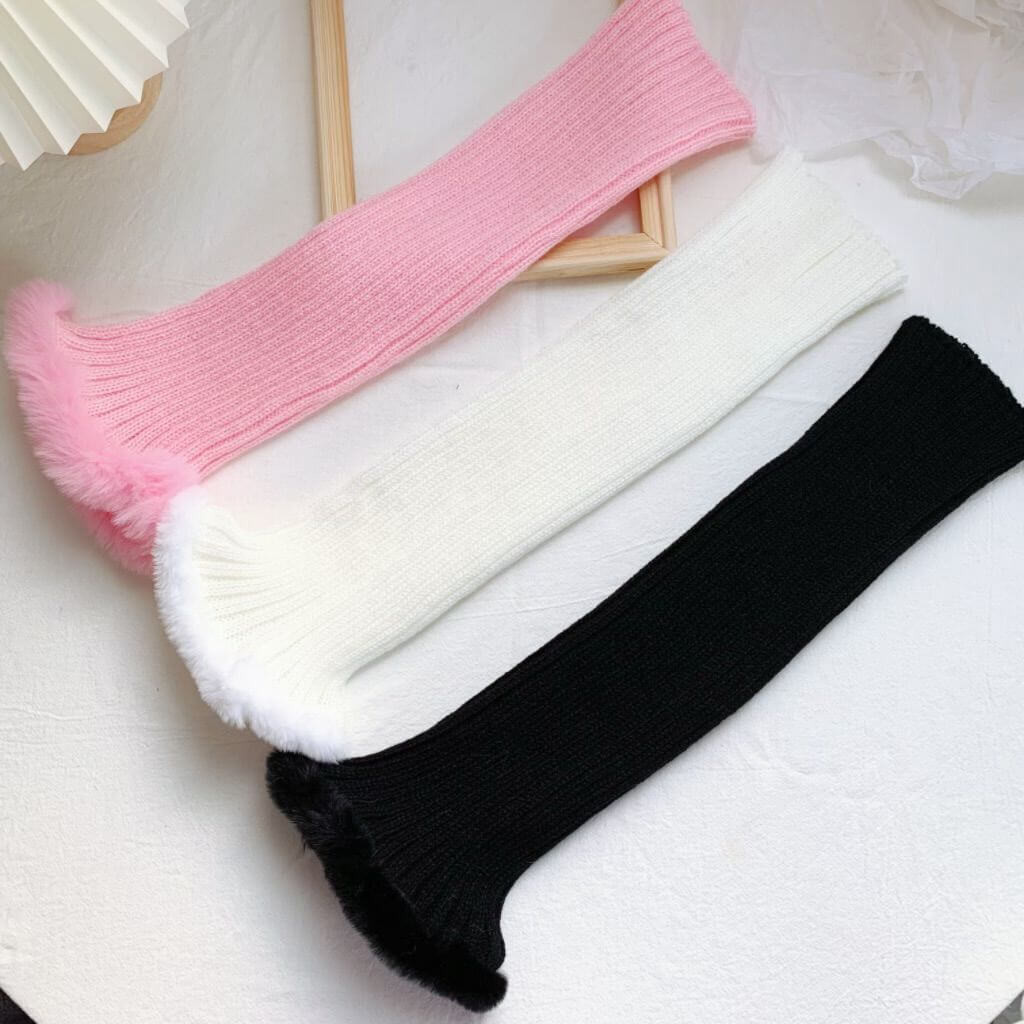 Furry pink leg warmers