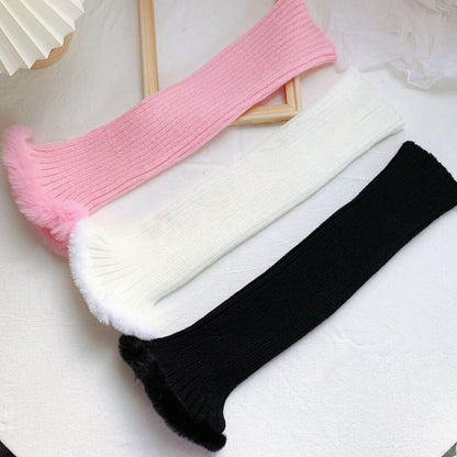 Furry pink leg warmers
